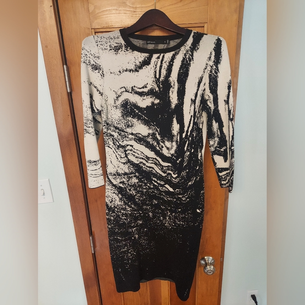 Karen Millen black & white bodycon midi dress, medium